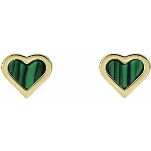 Ted Baker Morlia Gold Tone Green Monogram Heart Stud Earrings TBJ3797-02-180