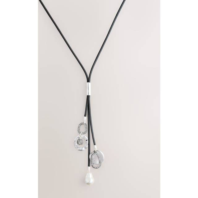 Next Black Cord Cluster Long Lariat Necklace