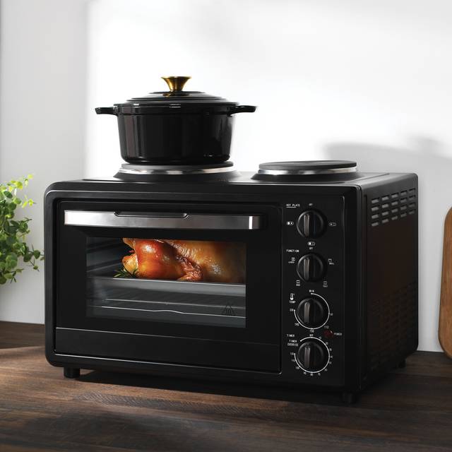Kitchen Master 32L Mini Oven with Hobs Black