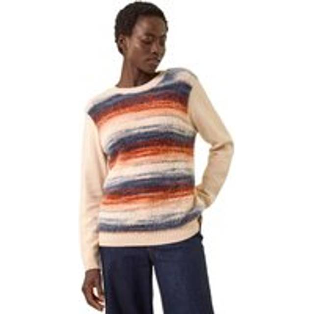 Fluffy Stripe Knit Jumper - Ivory - 16