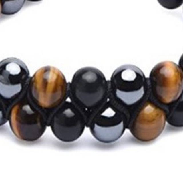 Tiger Eye Stone Beads Bracelet Double Layered Exquisite Decoration For Prom Men