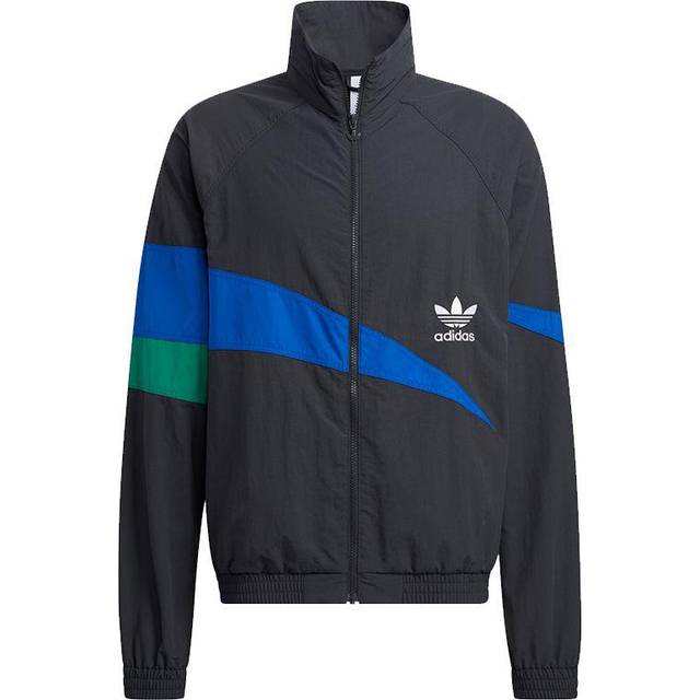 adidas originals Ts Track Top Contrast Color Stitching Pattern logo Sports Jacket Black HF5942 - Default Color - L