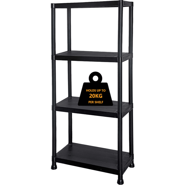 TEMU 4 Tier - Plastic Shelving | Garage Shelving Units | Storage Shelves | Shelving Units For Storage | Plastic Racking | Racking Shelving Warehouse, Garage, Shed, And Workshop, Standing Shelf