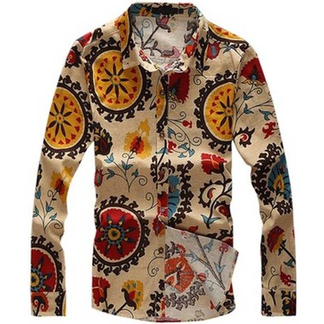 Linen Flax Long Sleeve Slim Fit Casual Men's Shirts Men Dress Chemise1377