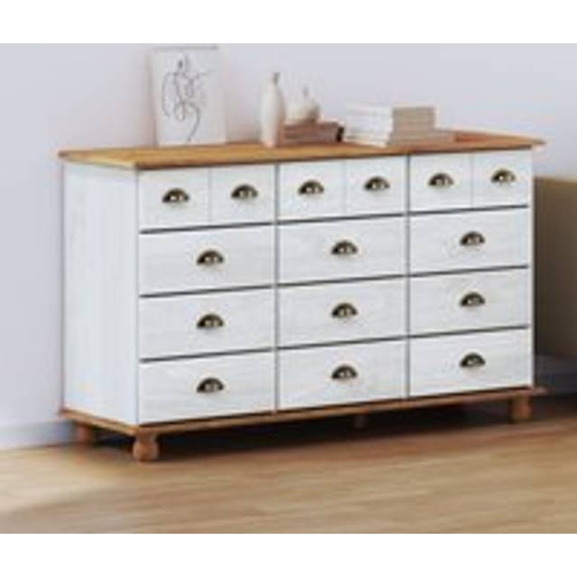 Berkfield Home Chest of Drawers "ASKIM" White 79x40x133.5 cm Solid Wood Pine - Multicolor