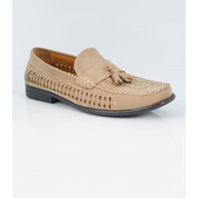 Brave Soul Men Faux Suede Woven Loafers in Light Sand | Size: 10
