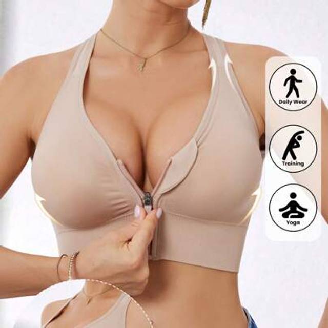 SHEIN Ladies High Impact Front Zip Wirefree Seamless Elastic Sports Yoga Running Sports Bra Summer Winter Autumn Spring For Women