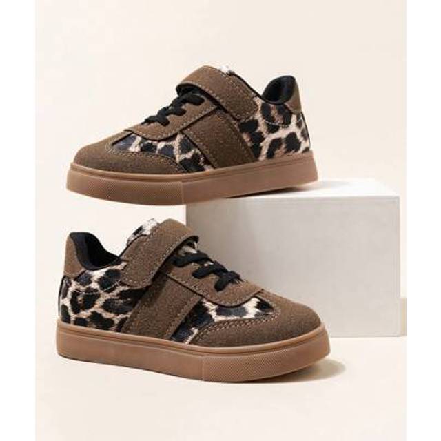 SHEIN 1 Pair Low-Top Leopard Print Athletic Shoes For Kids, Anti-Slip Casual Wear For Boys And Girls