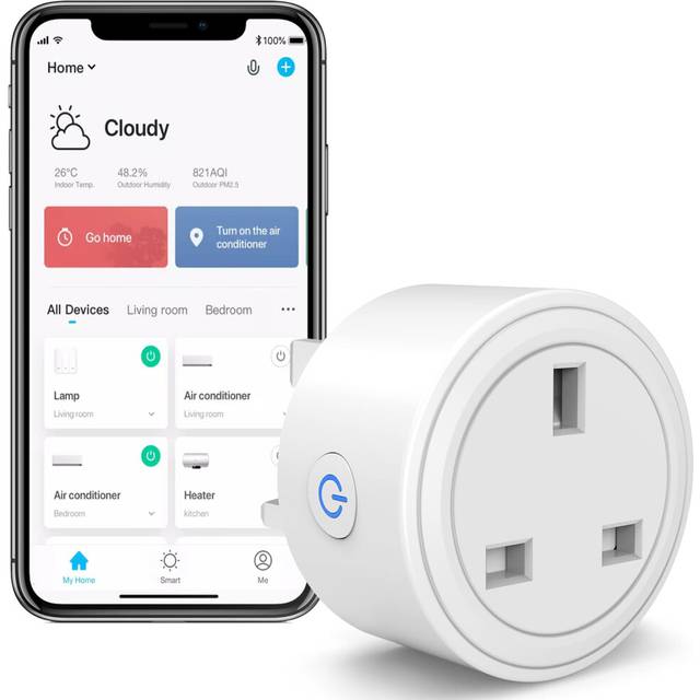 Smart Plug Timer Socket UK with Energy Monitoring, Alexa Plug Works with Amazon Alexa, Google Home and SmartThings, App Remote / Voice Control, Wifi
