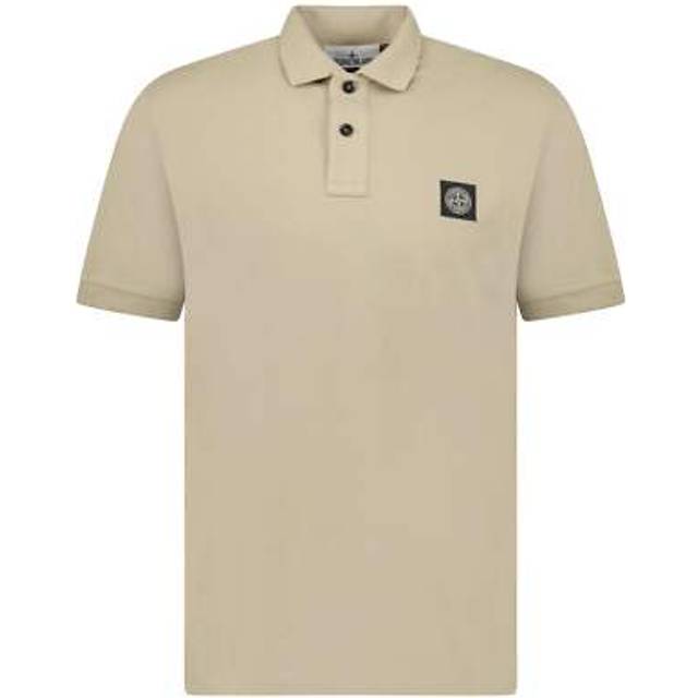 Men's Stone Island Compass Badge Polo T-Shirt Slim Fit Desert - Cream - Size: 36