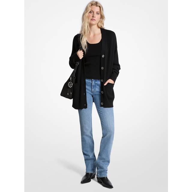 MK Oversized Wool Cardigan - Black - Michael Kors - XS