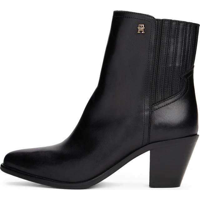 Tommy Hilfiger Leather Cowboy Chelsea Boots - Sort