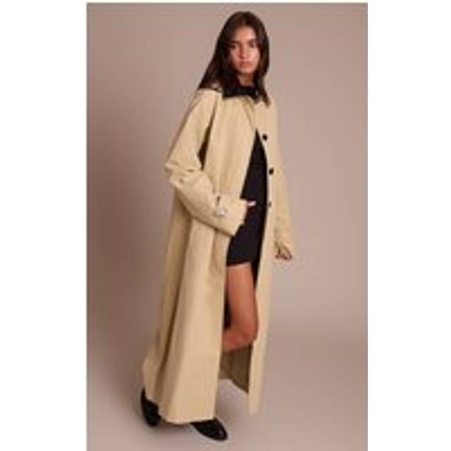Beige Quilted Collar Maxi Coat, Camel - 14