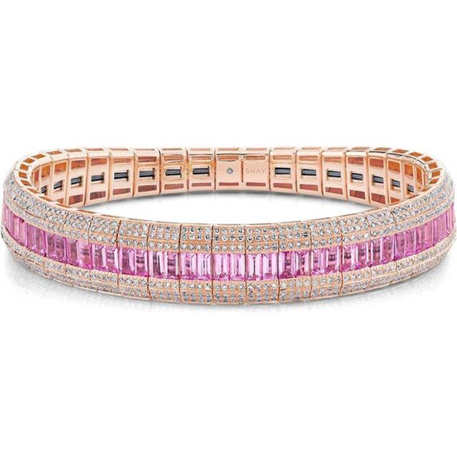 SHAY - 18kt rose gold Scales diamond and sapphire bracelet - women - 18kt Rose Gold/Pink Sapphire/White Diamond - One Size