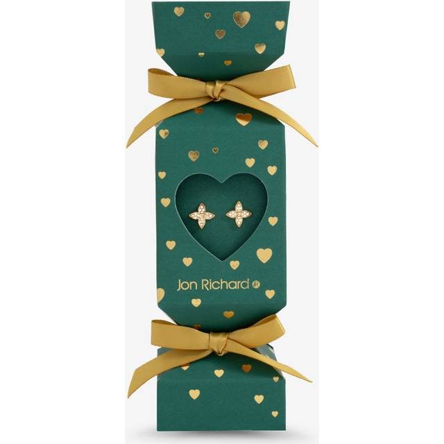 Jon Richard 18K Gold Plated Clover Earrings - Gift Cracker, Gold, Women