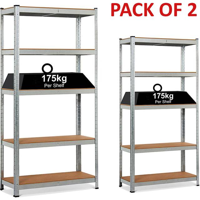 Crystals Racking Shelf Heavy Duty 5 Tier Garage Shelving Storage Shelves Unit 180X90X40Cm Set Of 2 - One Size