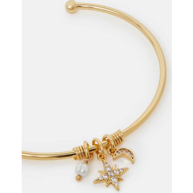 14ct Gold-plated Thin Charm Cuff Bracelet - Accessorize - One Size