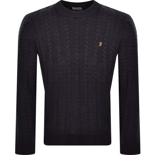 Farah Knight Cable Knit Jumper Navy