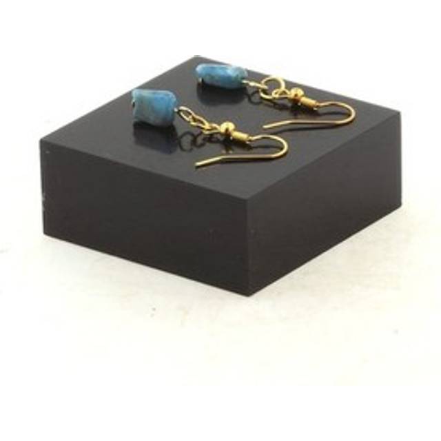 Apatite Blue Earrings 1 Pearl From Brazil In Stainless Steel Gold