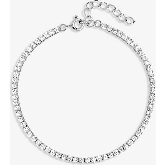 Sterling Silver 925 Cubic Zirconia Fine Tennis Bracelet - One Size