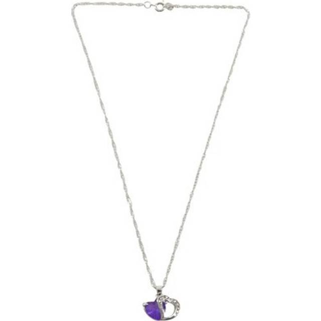 Rhodium Plated Diamond Accent Heart Shape Pendant Necklace 18 F5a9