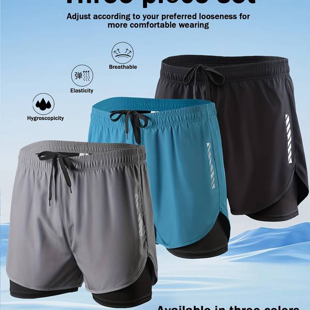 TEMU Men's Running Shorts Designed For Sports, For , Suitable For Fitness And Marathon Training With Double-layered Inner Lining.