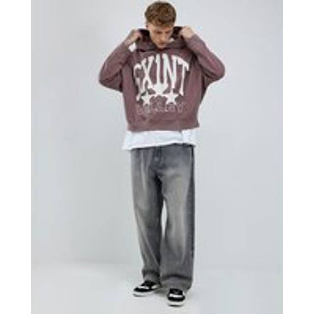 Mens River Island Pink Oversized Fit Saint Paris Hoodie