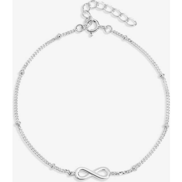 Simply Silver Sterling Silver 925 Polished Infinity Station Chain Bracelet - One Size