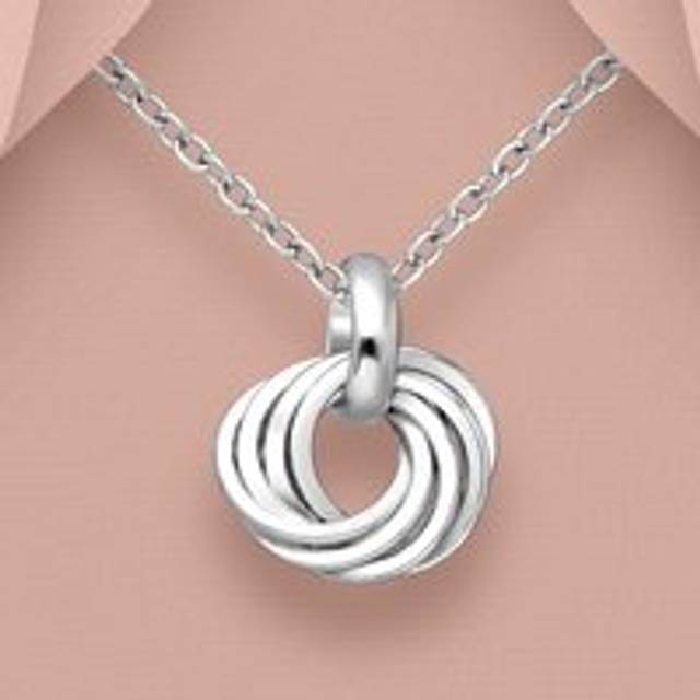 John Greed Portrait Muse Silver Interlocking Rings Necklace For Women - silver