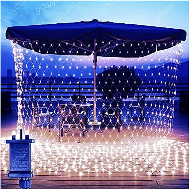 Yowin Net Lights Mains Powered, 3m x 2m 204 LED Plug in Fairy Net Lights, Outdoor Waterproof Christmas Mesh Lights with 8 Modes for Garden, Bush,