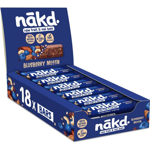 Nakd Blueberry Muffin Natural Fruit & Nut Bars - Vegan - Healthy Snack - Gluten Free - 35g x 18 bars