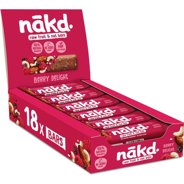Nakd Berry Delight Natural Fruit & Nut Bars - Vegan - Healthy Snack - Gluten Free - 35g x 18 bars