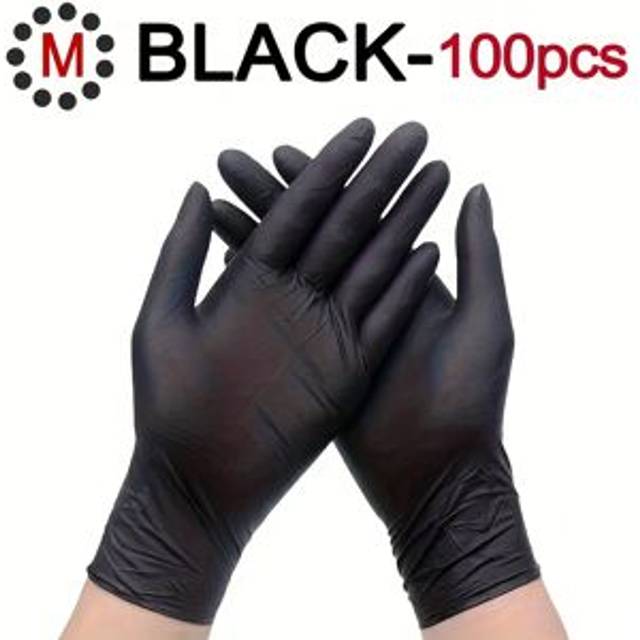 TEMU /100pcs/bag, Disposable Nitrile Gloves, Tattoo, , Restaurant, Pet Care, Household Cleaning Gloves, Waterproof, Dustproof, Stain Resistant Disposable Gloves - Black