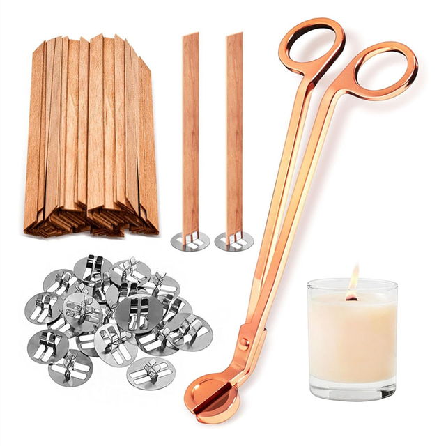 100 Pcs Thickened Wood Wicks, Wicks for Candles Making with Wick Trimmer, Candle 5.1x0.5x0.04 Inches DIY