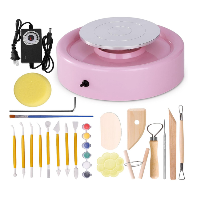 Mini Pottery Wheel Kit - 6inch for Kids, Detachable Turntable, Crafts Home DIY, Ceramic Work US Plug