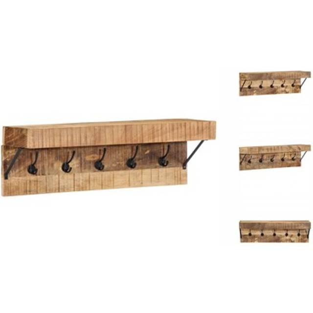 vidaXL Knagerække Med Hylde Brun 73 x 19 x 23 cm Tøjkrog