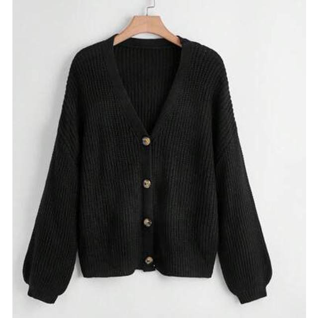 Calvaya Plus Size Women&#39;s Solid Color Knitted V-Neck Single-Breasted Long Sleeve Casual Commuter Versatile Cardigan Sweater, Autumn/Winter Fall Cloth For Wome