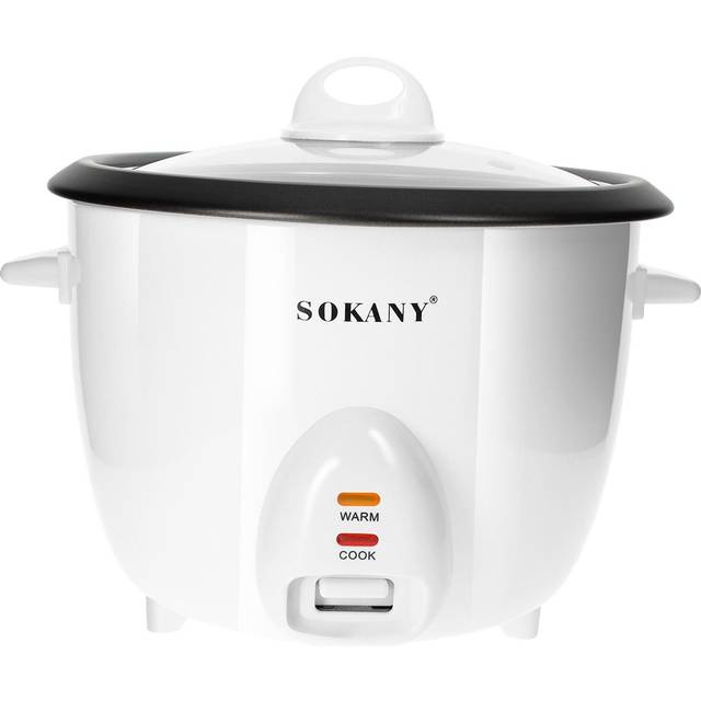 Sokany Rice Cooker 1.8l With Compact Steamer Basket And Keep Warm, White
