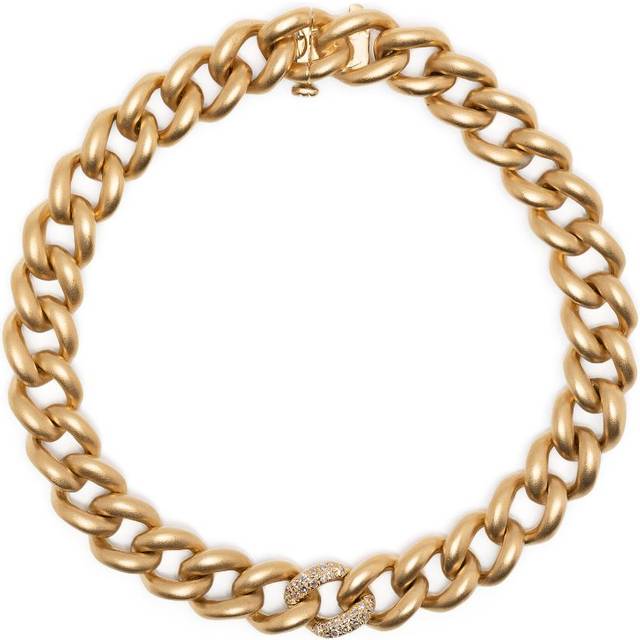 SHAY - 18kt yellow gold Single Pavé matte chain bracelet - women - 18kt Gold/White Diamond - One Size