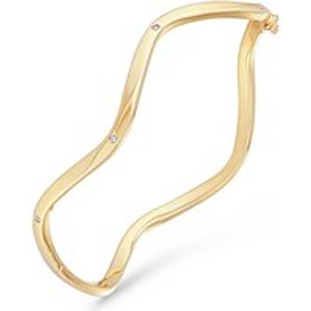 9ct Yellow Gold Diamond Wave Bangle - Gold/Yellow Gold