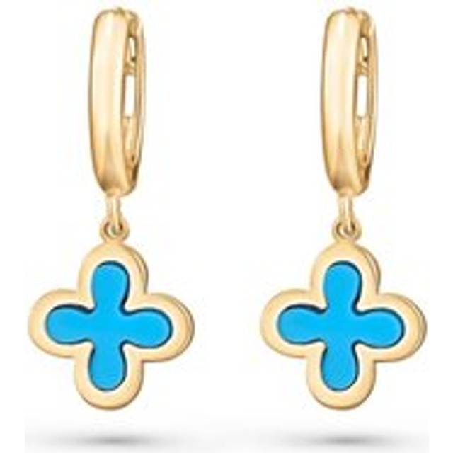 9ct Yellow Gold Clover Huggie Earrings