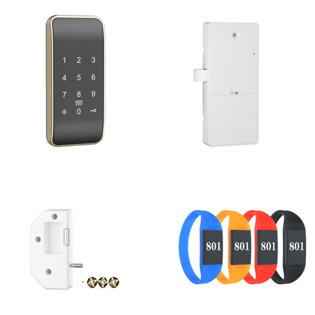 Wireless Access Control Digital Keypad Phone/RFID/Card Password Cabinet Lock for Lockers Conventional-Gold