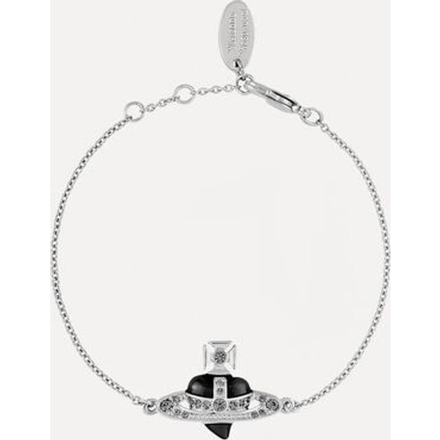 Vivienne Westwood New Diamante Heart Bracelet Silver / Black Cubic Zirconia / Enamel Women - ---