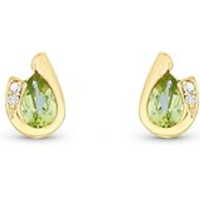 9ct Yellow Gold Diamond and Peridot Earrings