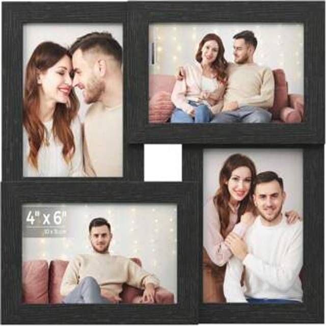 SHEIN Collage Picture Frames, 4 Frames For 4x6 Photos, Collage Photo Frames For Wall, Multi Frames, Wall Decor, Ink Black
