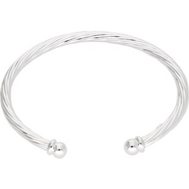 Sterling Silver Twisted Cuff Ladies Torque Bangle