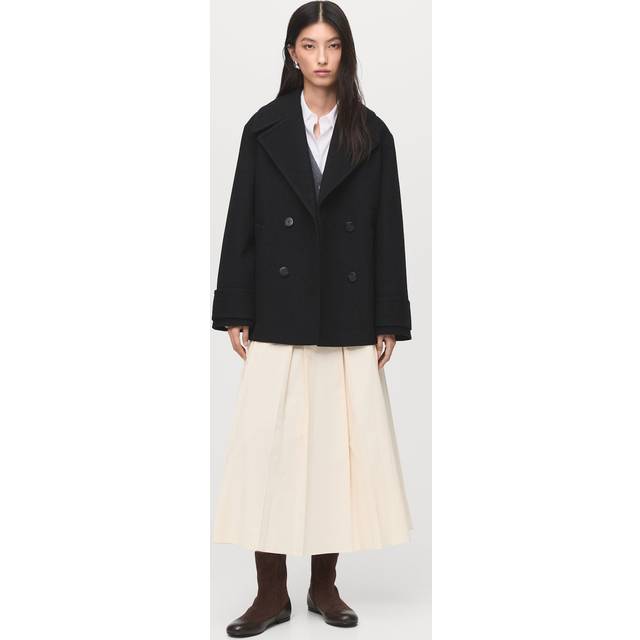 Double-breasted wool-blend coat black - Woman - XXL - MANGO - Black