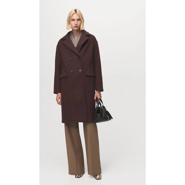 Double-breasted midi coat brown - Woman - S - MANGO - Brown