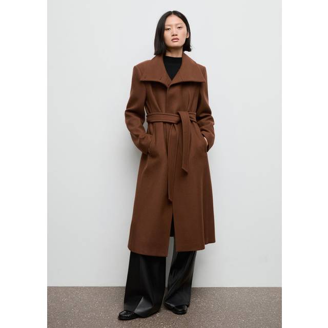 Mango Sirenita Wool Blend Funnel Neck Overcoat