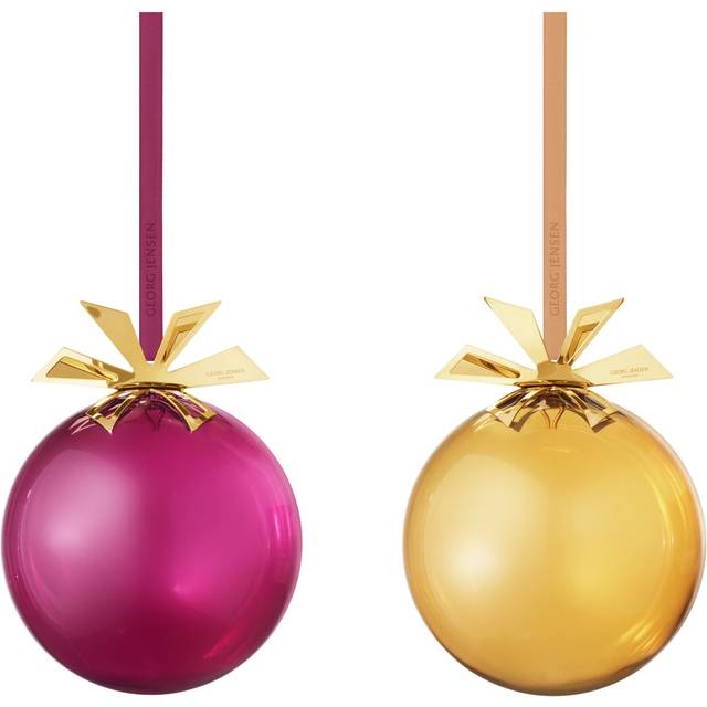 Georg Jensen 2025 Christmas tree glass baubles 2 pieces Gold-Bordeaux
